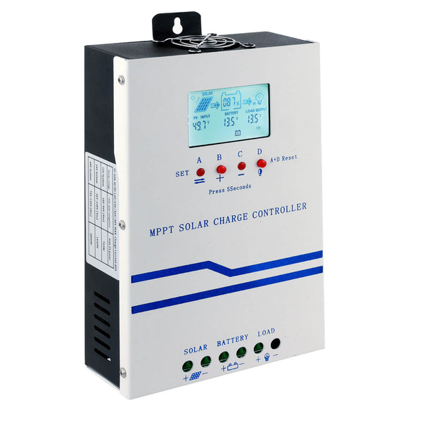 Controlador de cargador solar Y&amp;H MPPT 60A 12 V 24 V 36 V 48 V Cargador de batería automático Regulador de panel solar Entrada fotovoltaica máxima 160 V CC con pantalla LCD Funciona con AGM, gel, inundado y litio 